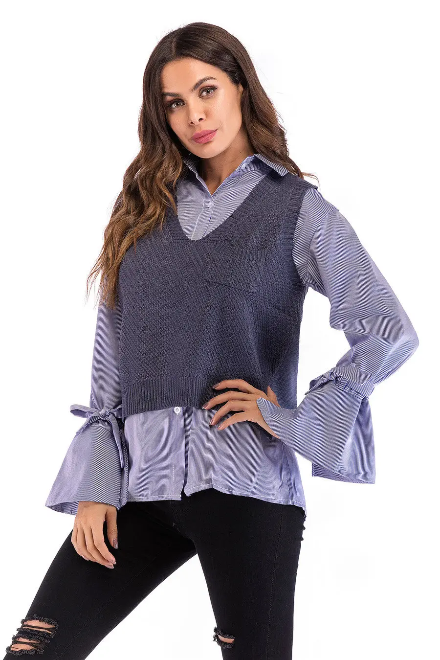 Gladiolus 2018 Fashion Knitwear Autumn Winter Sweater Women Sleeveless V-Neck Loose Knitted Waistcoat Women Vest Short Sweaters (28)