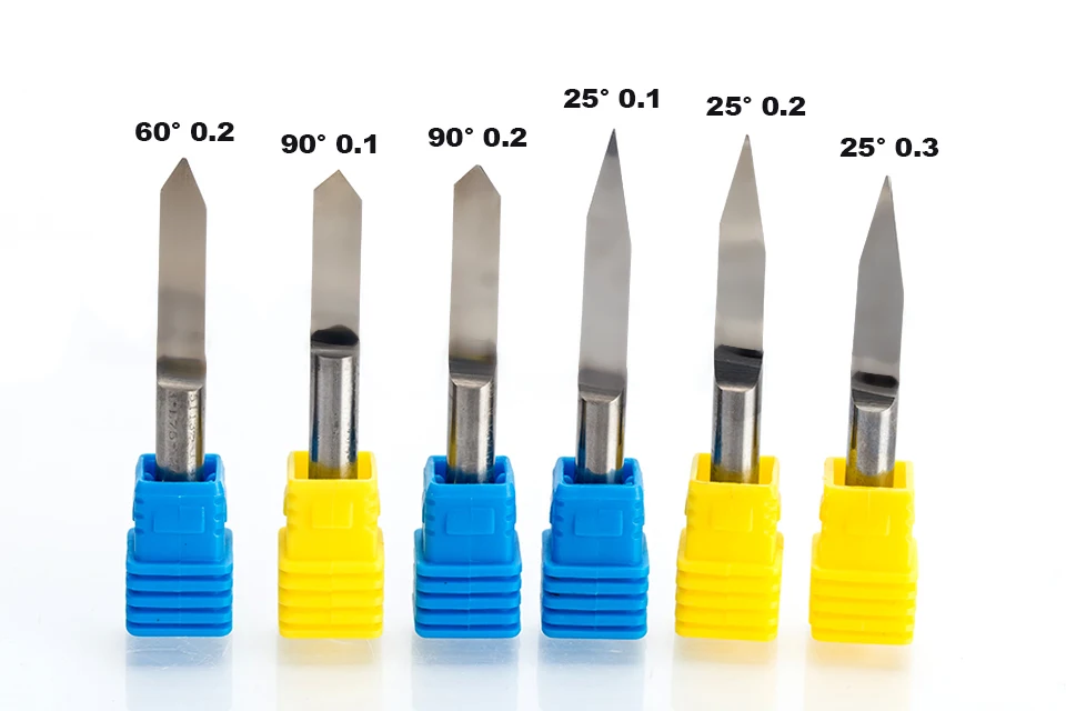 HUHAO 1 шт. 6 мм плоская Нижняя Гравировка Биты 45-50 мм удлиненные фрезерные станки с ЧПУ Инструменты V карбидные резные резаки Степень 20 25 30 60 90