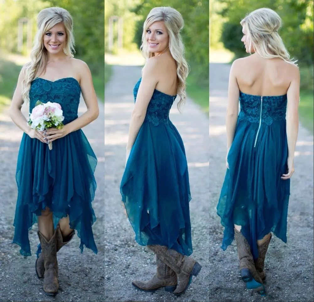 Синий 2019 платья подружки невесты для женщин A-Line Милая шифон Кружева Короткие Дешевые до 50 свадебные платья