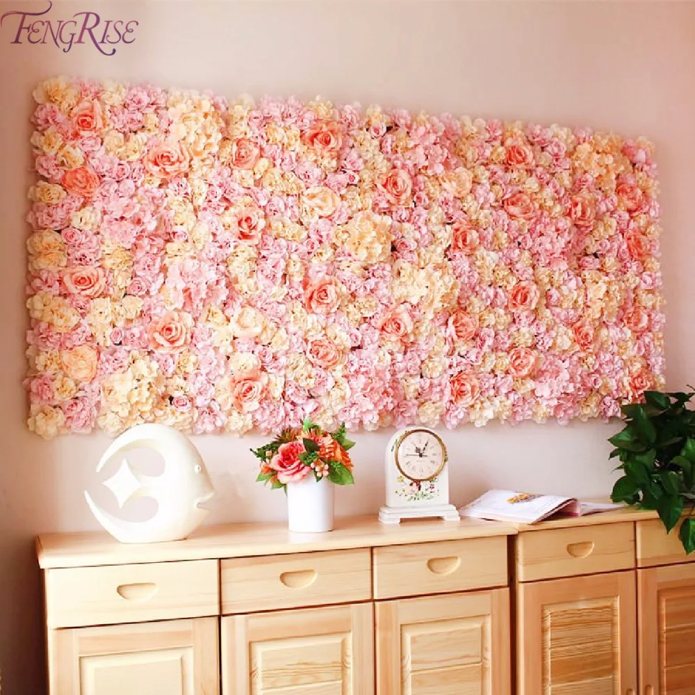 FENGRISE 40x60 см Искусственный Шелковый цветок настенная панель цветы шампанского