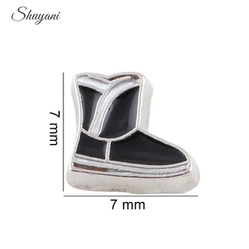 

7*7mm Zinc Alloy Black Snow Boot Charms For 30mm Living Glass Locket