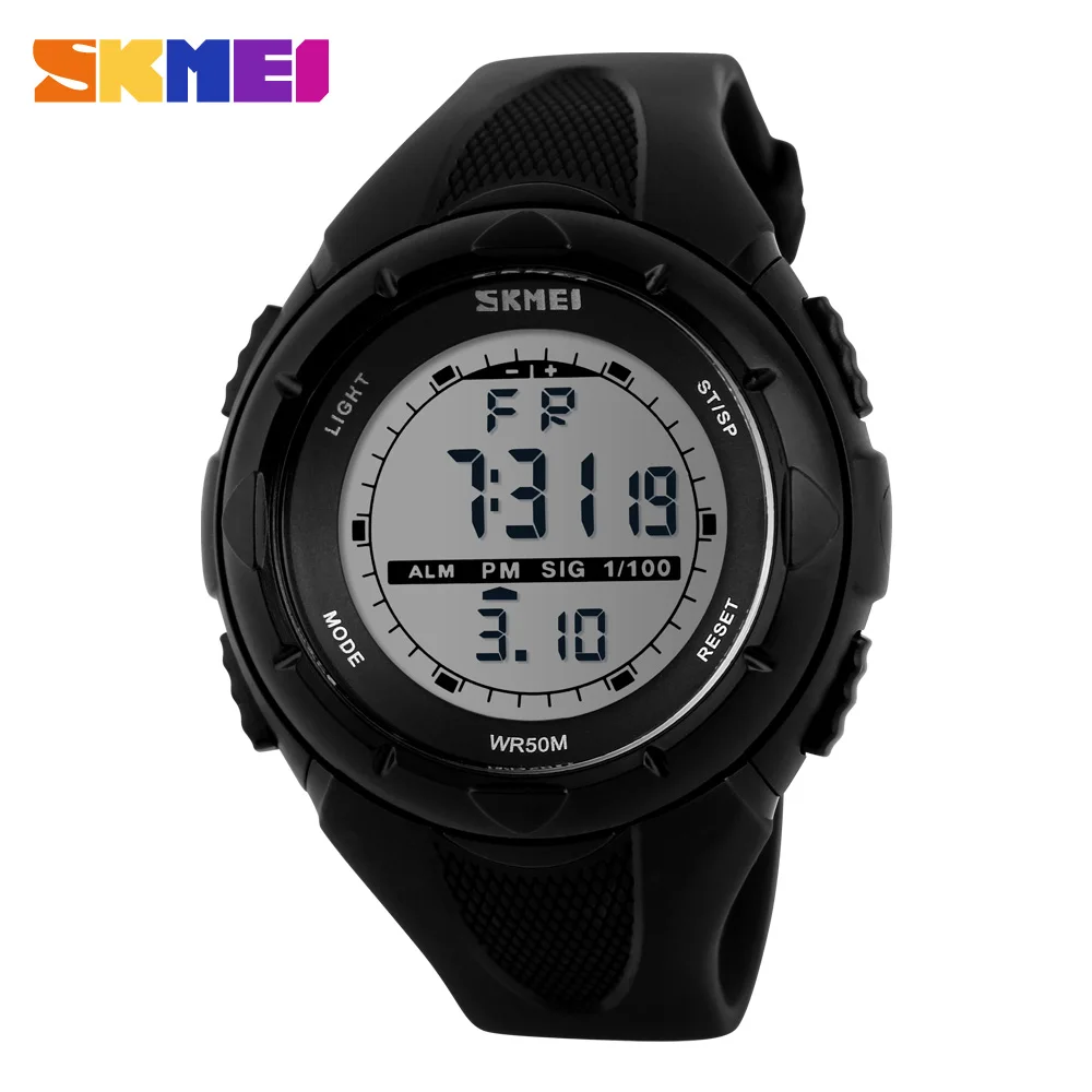 SKMEI модные женские часы 5 бар водонепроницаемый светодиодный детские часы цифровые наручные часы Военные Спортивные часы для мальчиков и девочек relogio feminino - Цвет: Black