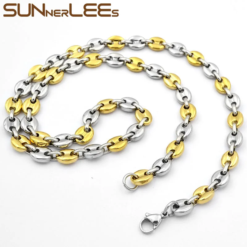 Ожерелье SUNNERLEES из нержавеющей стали 316L 5 ~ 11 мм цепочка для кофейных зерен
