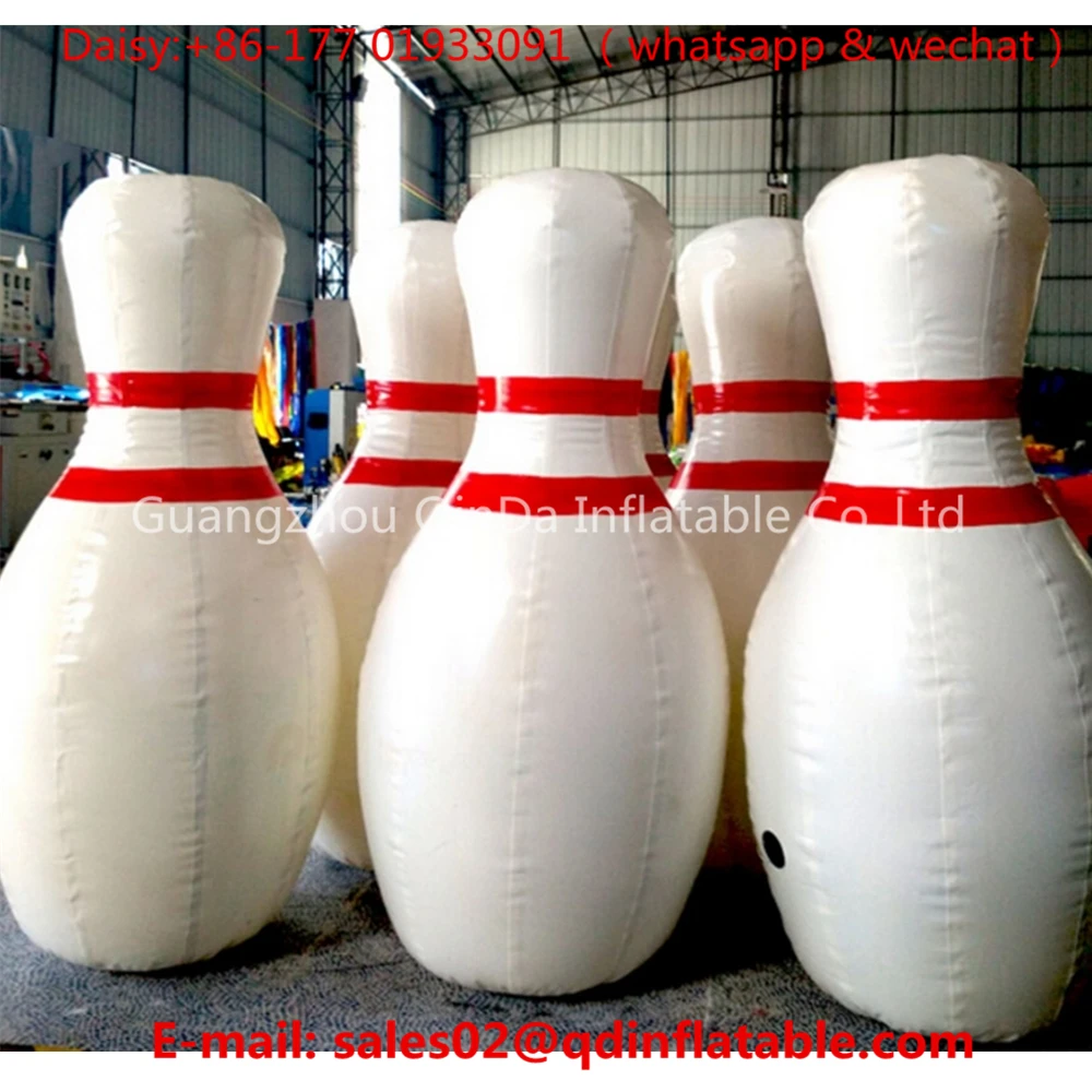 6 Pieces 2m Inflatable Bowling Bottles +1 piece 1.5m Zorb Bubbles Soccer, Inflatable Bowling Ball Game,Human Zorb Bowling Game