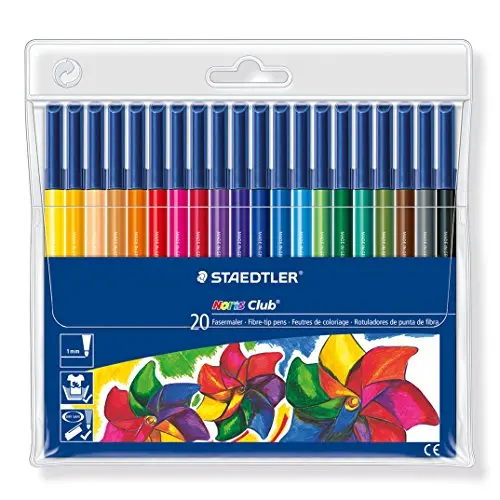 

Pack of 20,Staedtler 326WP20 Noris Club Fibre-Tip Pen with Wallet - Assorted Colours