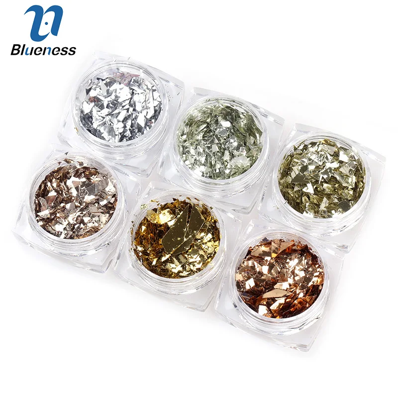 

Blueness 1 Set 6 Boxes Nail Art Glitter Irregular Flakes Sequins UV Nail Gel Polish Colorful Glitter For Nail Craft Decoration