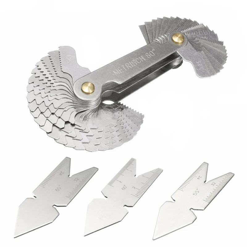 

Screw Thread Pitch Cutting Gauge Tool Set 4pcs Centre Gage 55&60 Degree Inch & Metric Measuring Gauging Lathe Tools