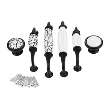 DRELD Ceramic Furniture Handle Cupboard Cabinet Handles and Knobs Door Kitchen Pull Handles Furniture Hardware Black and White