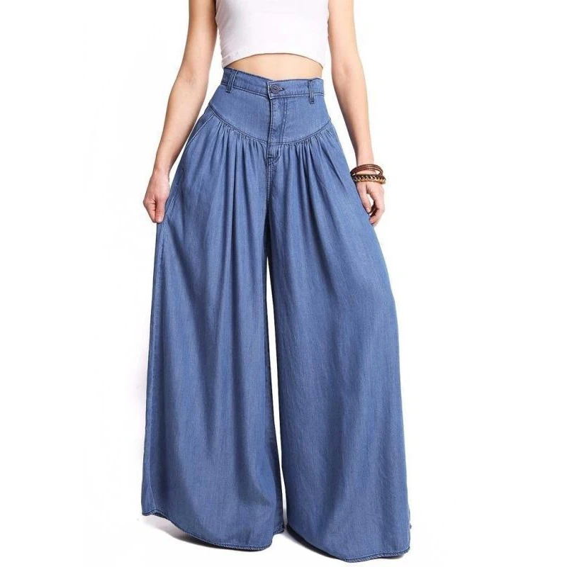 

2019 Hot Female Fashion High Waist Pants Plus Fertilizer To Increase S-5XL Casual Pant Trousers Solid Color Simple Wide-Leg Pant