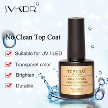 SVKDR 10 ml No-clean Top Coat Unha Gel Polonês Camada de Base Top Coat Não Limpe 2 pçs/set Embeber off UV Gel Unha Polonês Verniz para As Unhas(China)