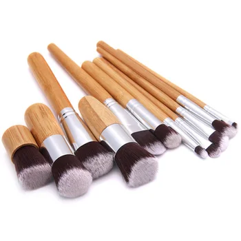 

11pcs Bamboo Handle Makeup Brushes Set for Lip Eyeshadow Beauty Liquid Foundation BB Cream Powder Blending Blush Brush Kit