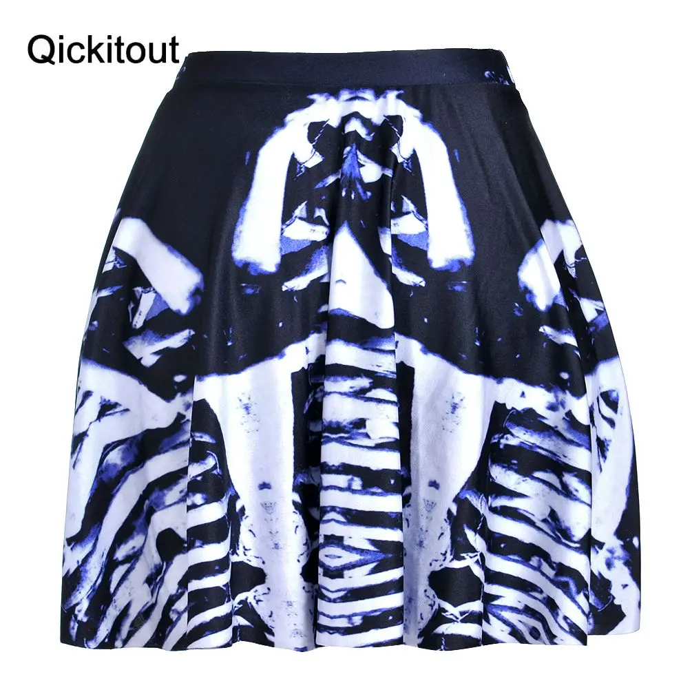 Qickitout юбка Sexy Тонкий Для женщин Мини зомби общие рамки Юбки для женщин 3D цифровой печати плиссированные Юбки для женщин