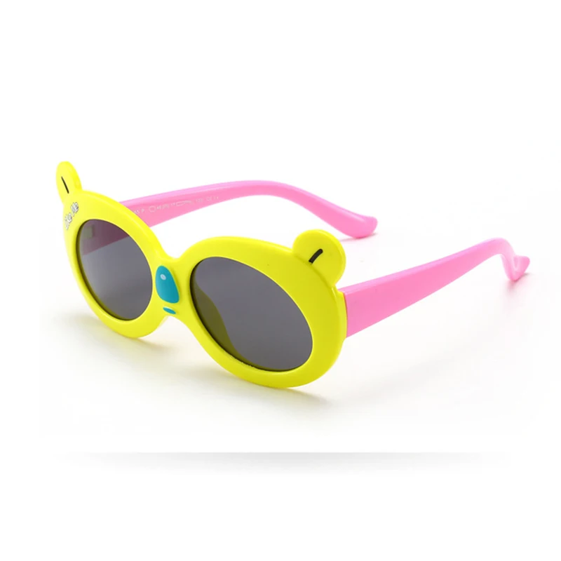 Psacss милый медведь поляризованные солнцезащитные очки для детей девочек мальчиков детская винтажная силиконовая оправа солнцезащитные очки Gafas Infantil UV400