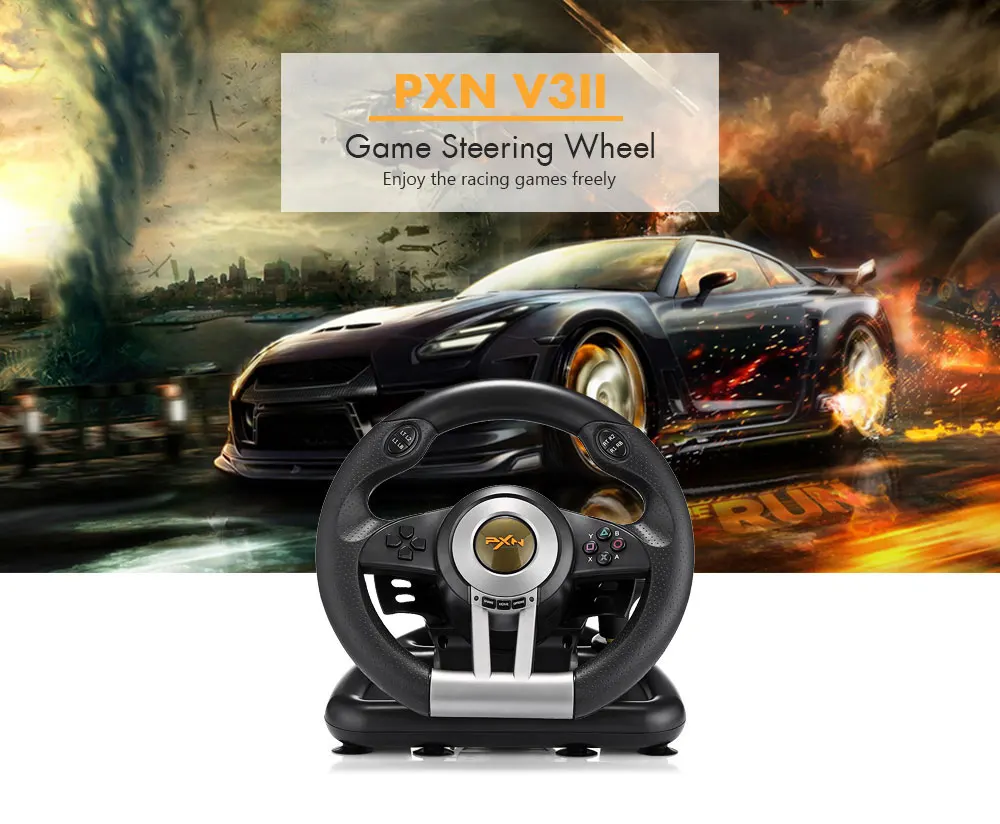 PXN V3II Racing Game Steering Wheel with Foldable Pedal Car Steering