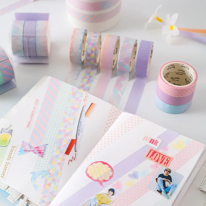 

3Pcs/Set Light Color Heart Washi Tape Creative Dot Grid Decor Adhesive Cute Masking Tapes For Kid Scrapbooking DIY Photos Albums