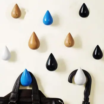 

Minimalist Design Water Drop Shaped Wall Mounted Wood Decorative Hanger Hat Towel Rack Home Organizer
