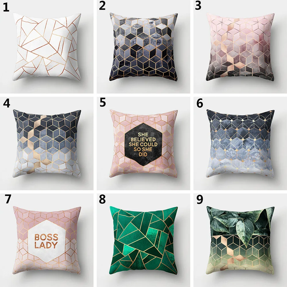 

1PC Geometric Printed Polyester Winter Warm Peach Skin Cashmere Throw Pillow Cases Waist Seat