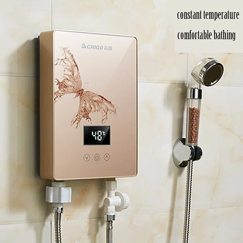 

Microcomputer Type Electric Water Heater for Home Bath Shower 6010W Fast Heating Machine Wall Mounted Mini Size Saving Space