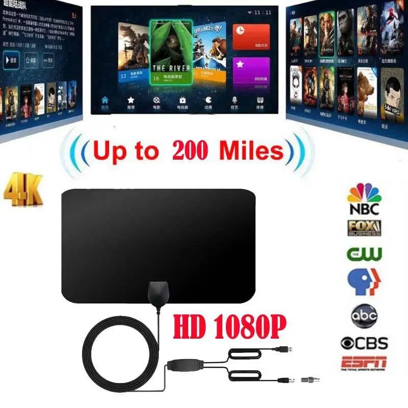 

HobbyLane 200 Mile Range Antenna TV Digital HD Skywire 4K Antenna Signal Amplifier Booster Digital Indoor HDTV d15