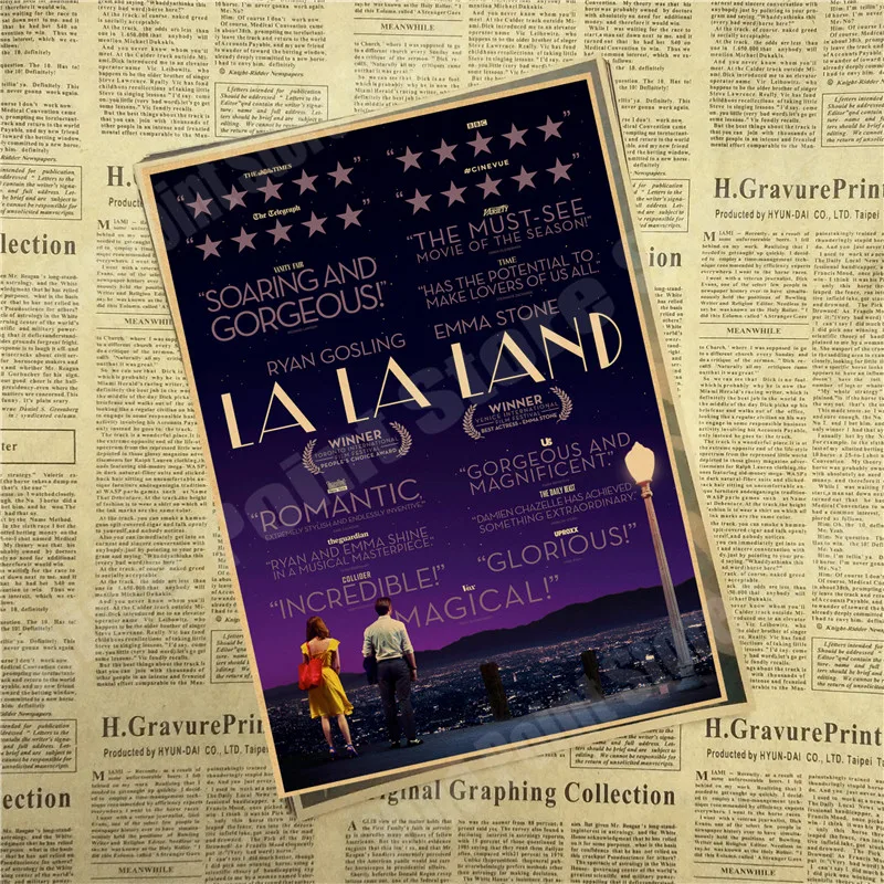 LA LAND фильм ретро крафт-бумага плакат ретро художественные изделия для стен Стикеры гостиной краски бар кафе - Цвет: Коричневый