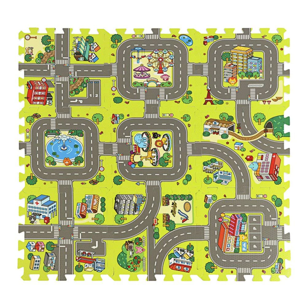

9pcs Baby Eva Foam Puzzle Game Toy Gym Floor Mat City Road Education Traffic Route Ground Pad Children's Carpet To The Nursery