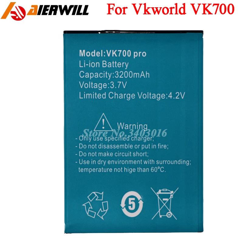 Для Vkworld VK700 Pro Аккумулятор для аккумулятор аккумуляторная батарея AKKU 3200 мАч |