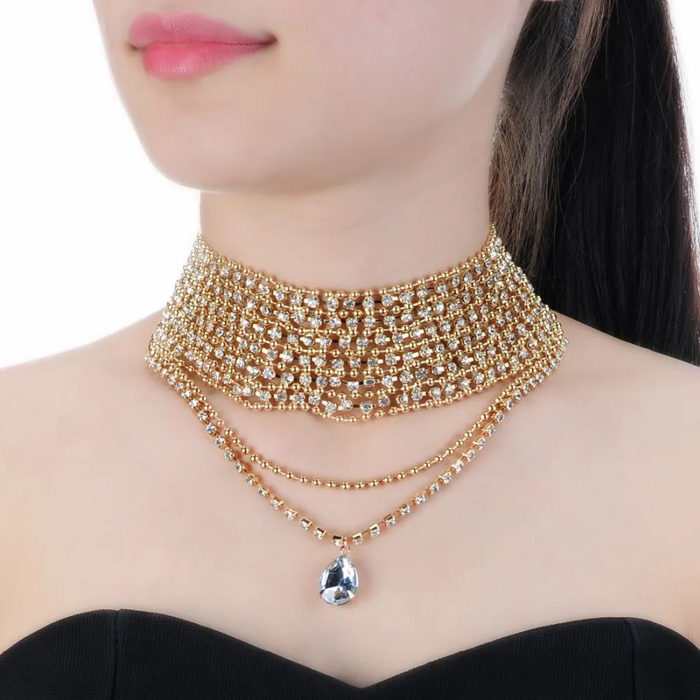 Jerollin мода ювелирные изделия золото и из сплава серебряного цвета цепи белого стекла кулон колье ожерелье для женщин