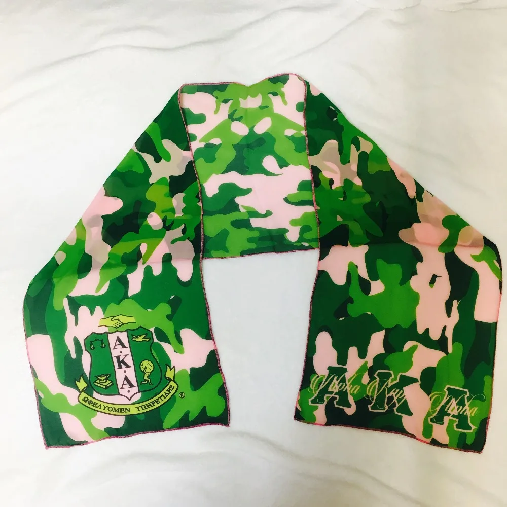 

Free shipping Custom Camo Alpha Kappa Alpha AKA ASorority POLY/CHIFFON SCARF ,56" (L) x 12" (W) "Crest " Scarf