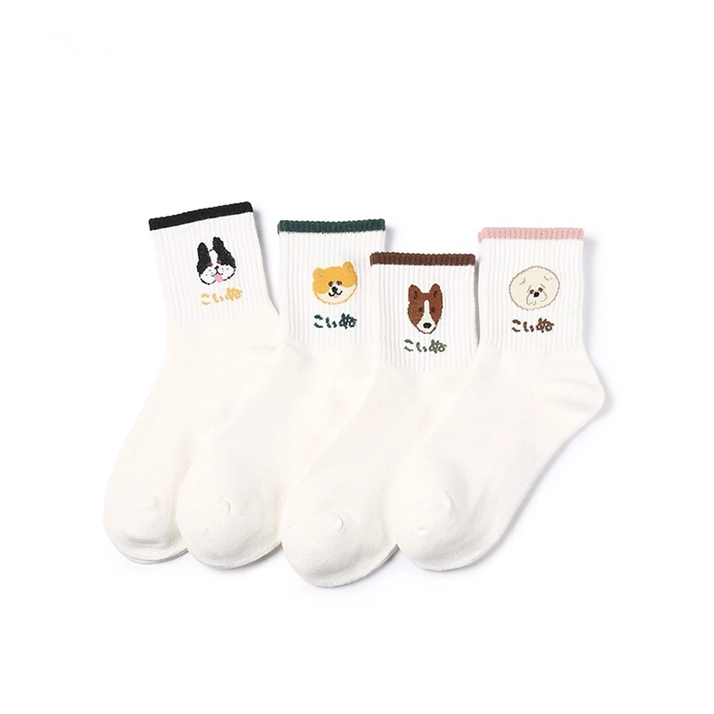 

Women's Cute kawaii cartoon combed cotton socks Harajuku style funny small dog Husky Kirki animal pattern happy casual socks