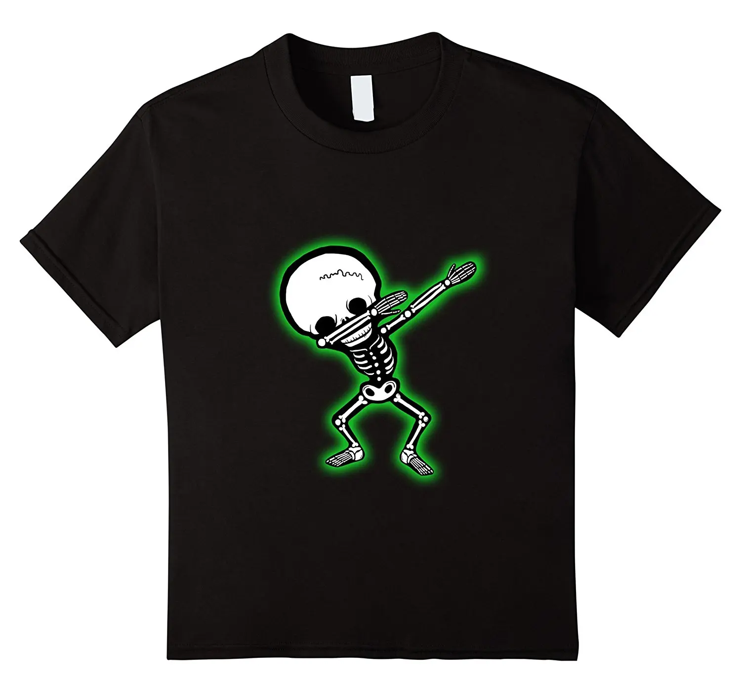 Dabbing Skeleton - Halloween Dab Glow Effect Skull T-Shirt High Quality Custom Printed Tops Hipster Tees | Мужская одежда