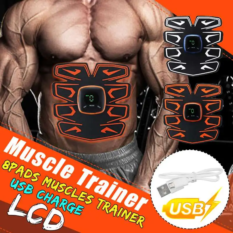 

Smart EMS Vibration Abdominal Muscle Trainer Electric Pulsing Massager Stimulator USB Charging LCD Display Home Fitness Slimming