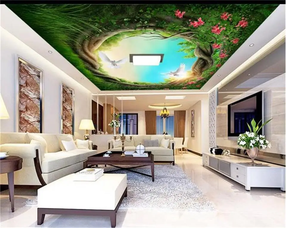 Artificial Sky Flowe Full Wall Ceiling Mural Photo Wallpaper Print Home 3D Decal