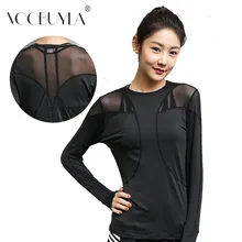 Voobuyla фитнес дышащий женская спортивная одежда Беговая футболка Спортивная Йога Топ быстросохнущая рубашка Осень Спортивная одежда черная спортивная рубашка