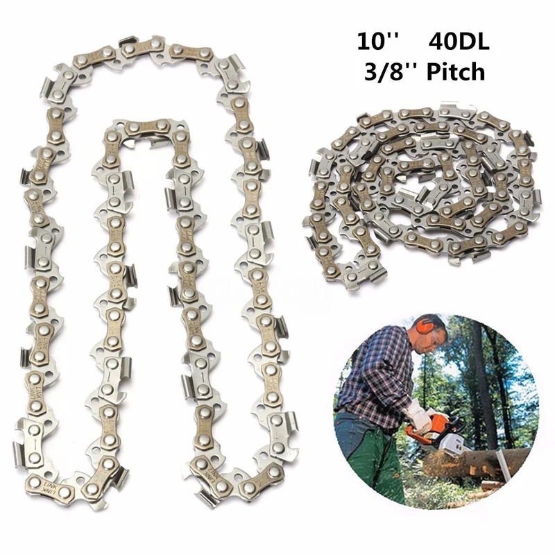 10'' Chainsaw Chain Blade Saw Chain Blade 40 DL Drive Links 3/8'' Pitch Replacement Chainsaw Parts for Wood Cutting Saw Chain