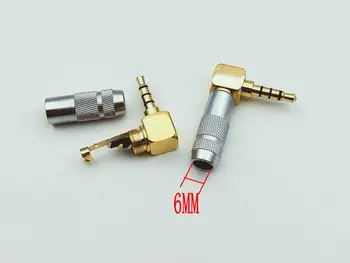 

500pcs brass Solder Stereo 4 Pole 3.5mm 90 Degree Plug Angled Jack Cable connector