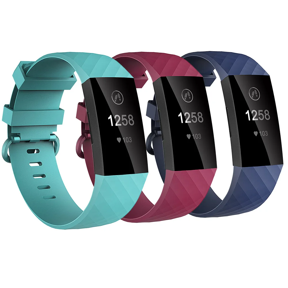 Baaletc часы наручные Ремешки для Fitbit заряд 3 замена tpu из разноцветных резиновых полосок для Fitbit заряд 3 с 3/4 шт. Сумка-аксессуар - Цвет: Patter B 3PCS