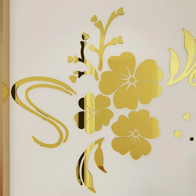 DIY Self Adhesive Flower Pattern 3D Acrylic Wall Stickers Bedroom Home Decorin Wall Stickers