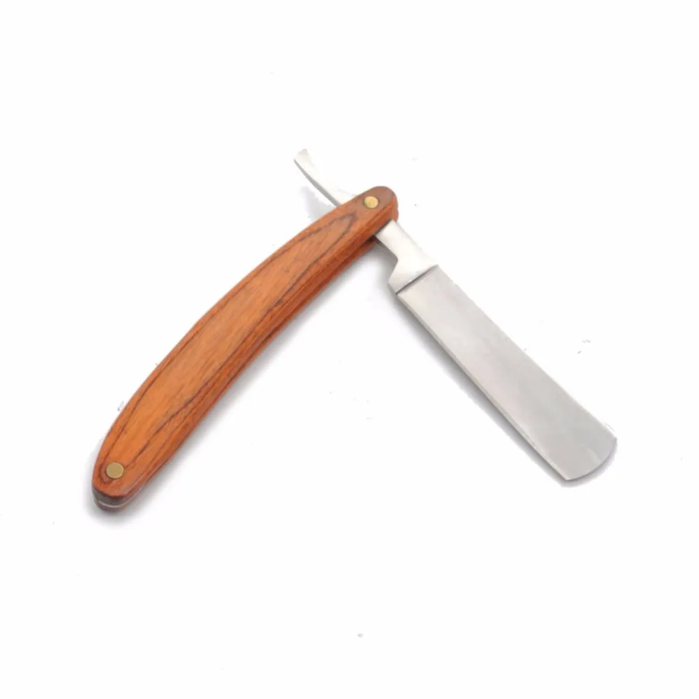 

Razor Folding Shaving Knife Hair Removal Tools Wooden Handle Straight Edge Stainless Steel Barber Shaving Knife *41