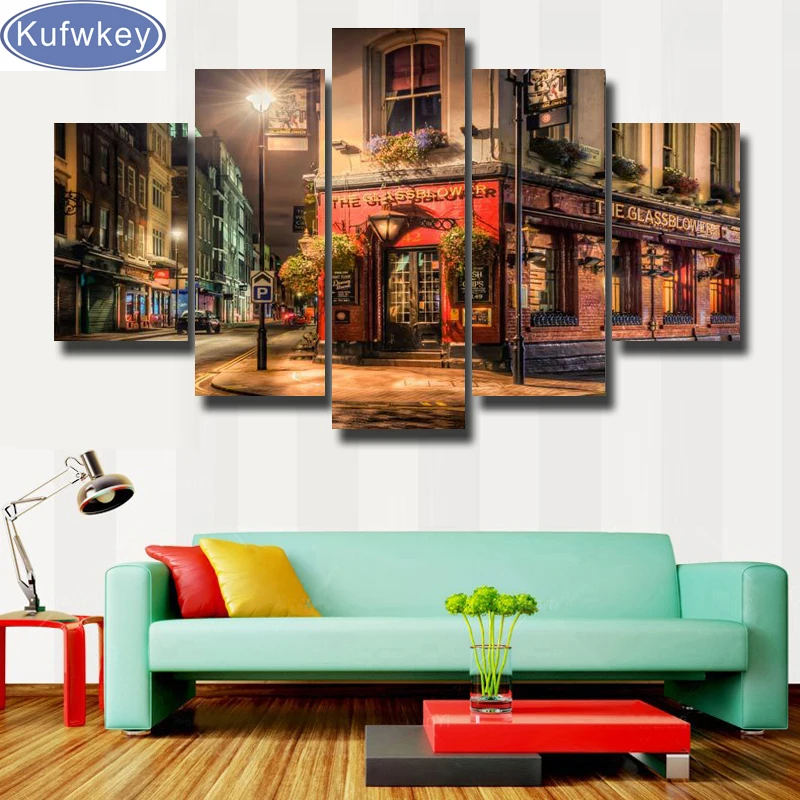 

Street view restoring 3d diamond painting 5pcs square diy diamonds cross stitch sticker picture 5d diamond embroidery home decor