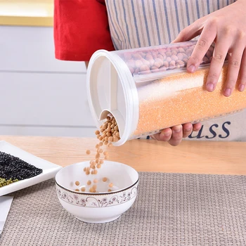 

Transparent Sealed Cans Storage Boxes Seasoning Grain Organizer Tanks Multi-function Separate Grid Food Storage Box Tank