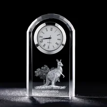 

Europe Handmade 3D Laser Engraved Kangaroo Digital Needle Crystal Table Clock for Christmas Present Gifts Customized Logo