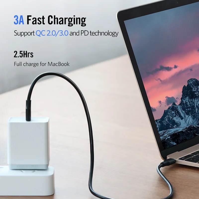 20V 3A 60W USB type C кабель для быстрой зарядки и передачи данных для huawei mate 20 для Macbook samsung S9