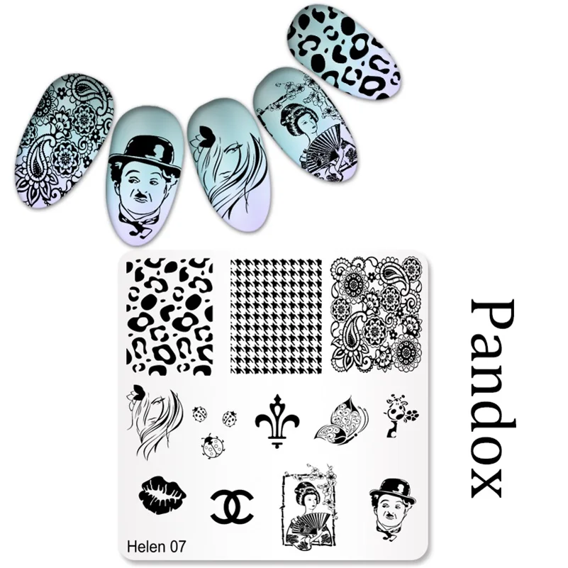 Новая серия ногтей штамповки пластины DIY изображения Konad Дизайн ногтей маникюр шаблоны трафареты салон красоты лак Инструменты - Цвет: Helen07