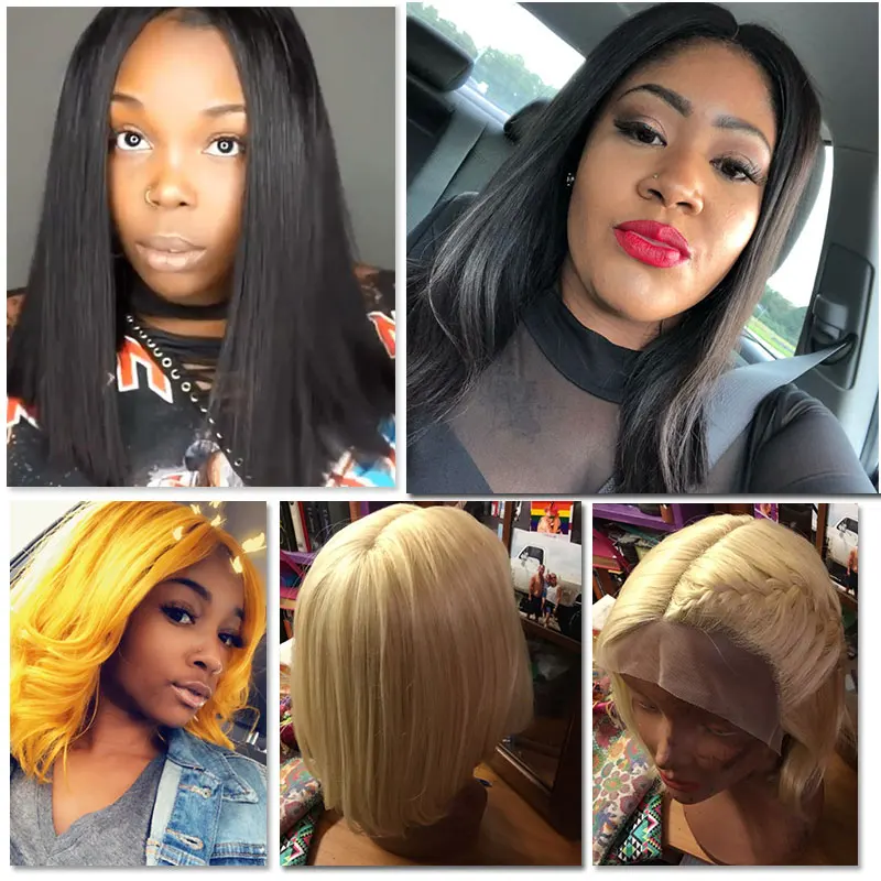 Brazilian Remy Hair Part Lace Wigs 130% Density Middle Part #1B/#613 Short Human Hair Wigs Ali Queen Hair Lace Front Wig 8\ Brazilian Remy Hair Part Lace Wigs 130% Density Middle Part #1B/#613 Short Human Hair Wigs Ali Queen Hair Lace Front Wig 8\