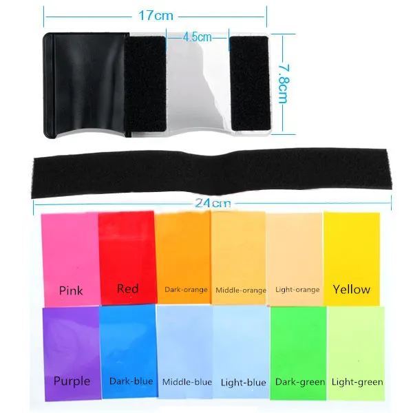 

12pcs 12 Color Dome Light Flash diffuser Light Accessories Filter Color Film Paper Diffusers General for 580 sb900 sb600