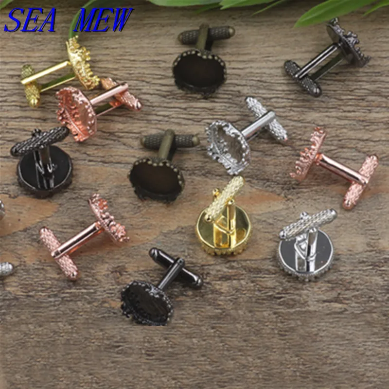 

To Fit 15mm French Round Cufflinks Blank Base, Metal Copper Cufflink 6 Colors Plated Cufflinks Settings cy1128