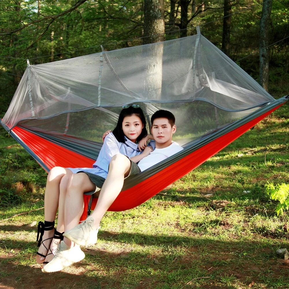 290X140 Сверхлегкий нейлон гамак с сетки от комаров поддерживает до двух человек крыльцо дворе палатка для установки внутри и вне помещения