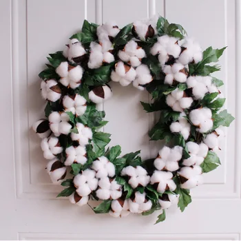 

16 inch simulation cotton Garland Welcome Front Door Wreath home decorations Housewarming Festival celebration Gifts
