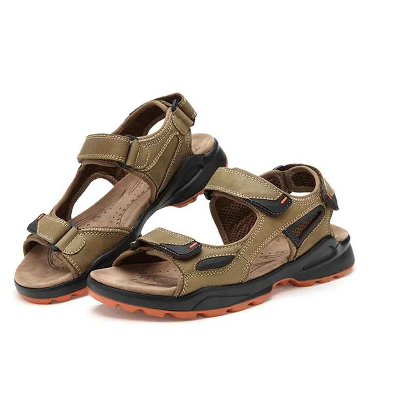 Genuíno Homens Alta cáqui Chegada 38 Size Marrom verde Novos Moda Big De Aa10051 Dos 45 Da Sandálias Couro Qualidade 2017 Claro Cunha Sapatos Afqq0Fow