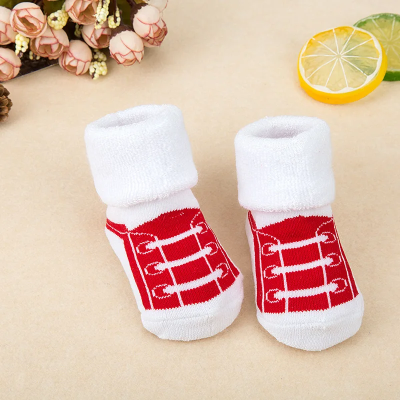 Носки для малышей; хлопковые носки для новорожденных; сезон осень-зима; детские носки для мальчиков и девочек; Детские теплые тапочки в полоску из махровой ткани; Детские плотные носки - Цвет: 11